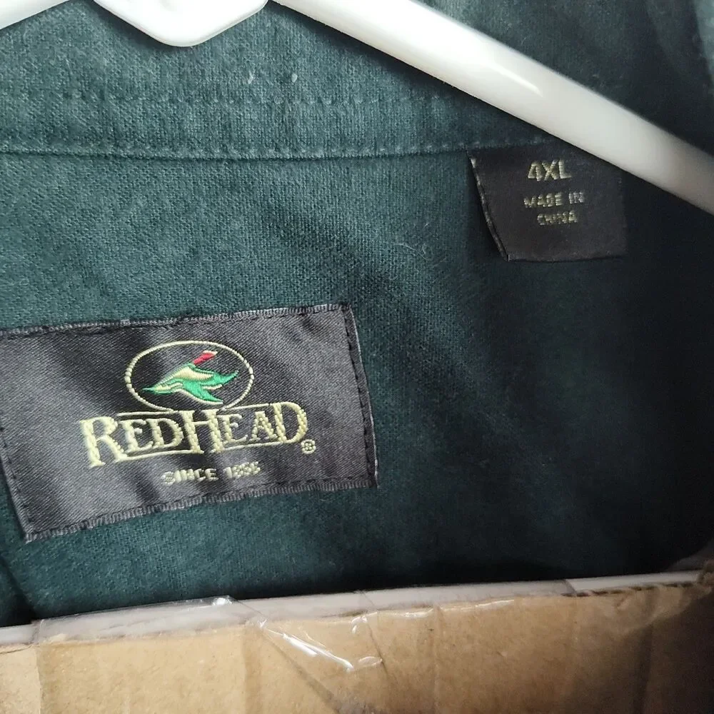 RedHead Button-Up Shirt Men's 4XL Green Heavy Long Sleeves Collared Pockets - Picture 7 of 9